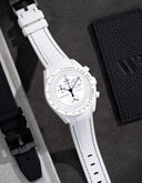 Curved Vertech Rubber Strap - White & Black Stitches - OM Luxury